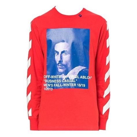 

Футболка bernini diagonal stripe print t shirt 2030 red/blue Off-White, красный