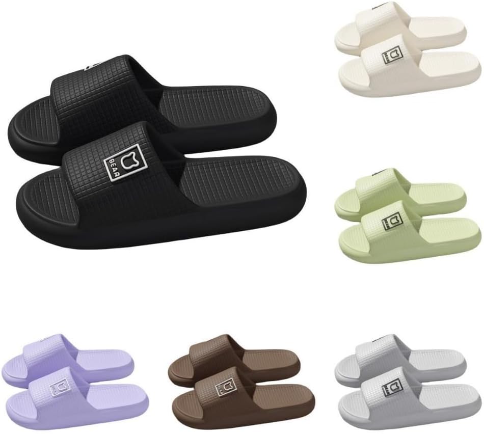 

Женские тапочки ALBIVA с милым медвежонком, летние, мягкая подошва, нескользящие сандалии для дома и улицы, кавайные подарки для женщин и мужчин, черный