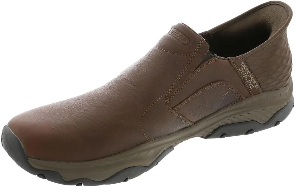Мужские кожаные слипоны Skechers Craster Lanigan Twin Gore с закругленным носком, артикул 204847, Red Brown — фото 4