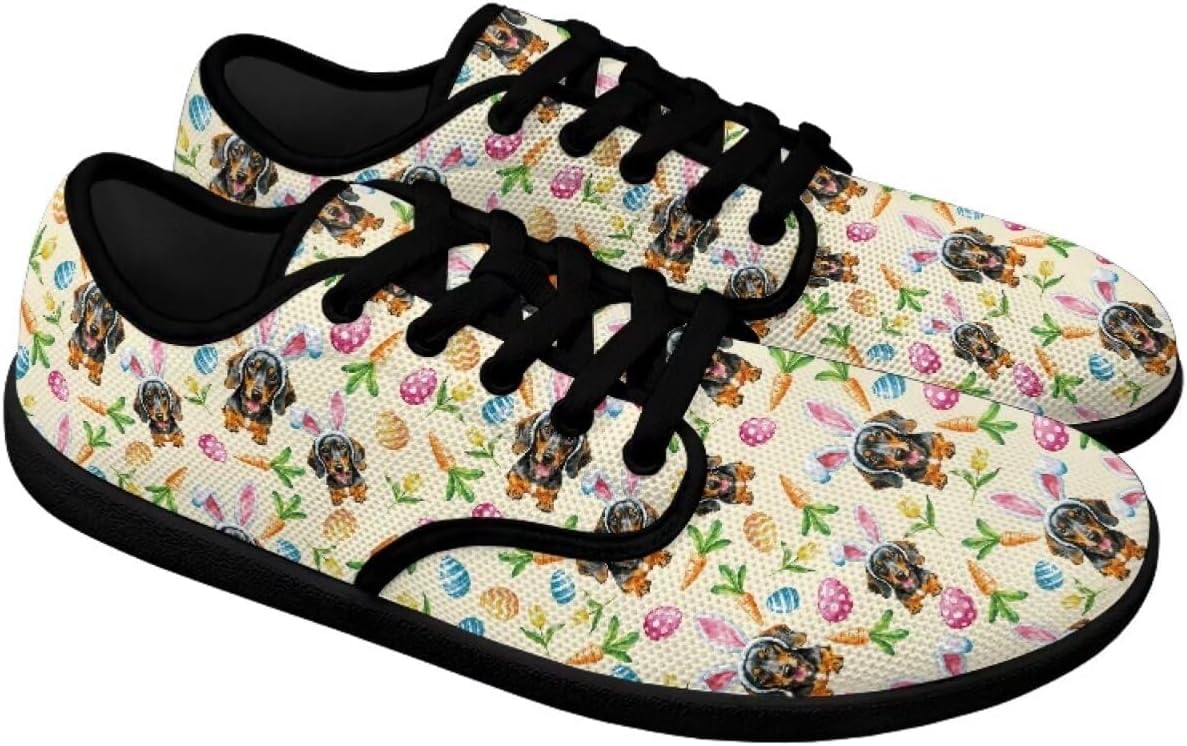 

Кроссовки Binienty с широкой посадкой для женщин и мужчин, противоскользящие, для бега, ходьбы и походов, низкие, с шнуровкой, спортивные теннисные, Easter Dachshund