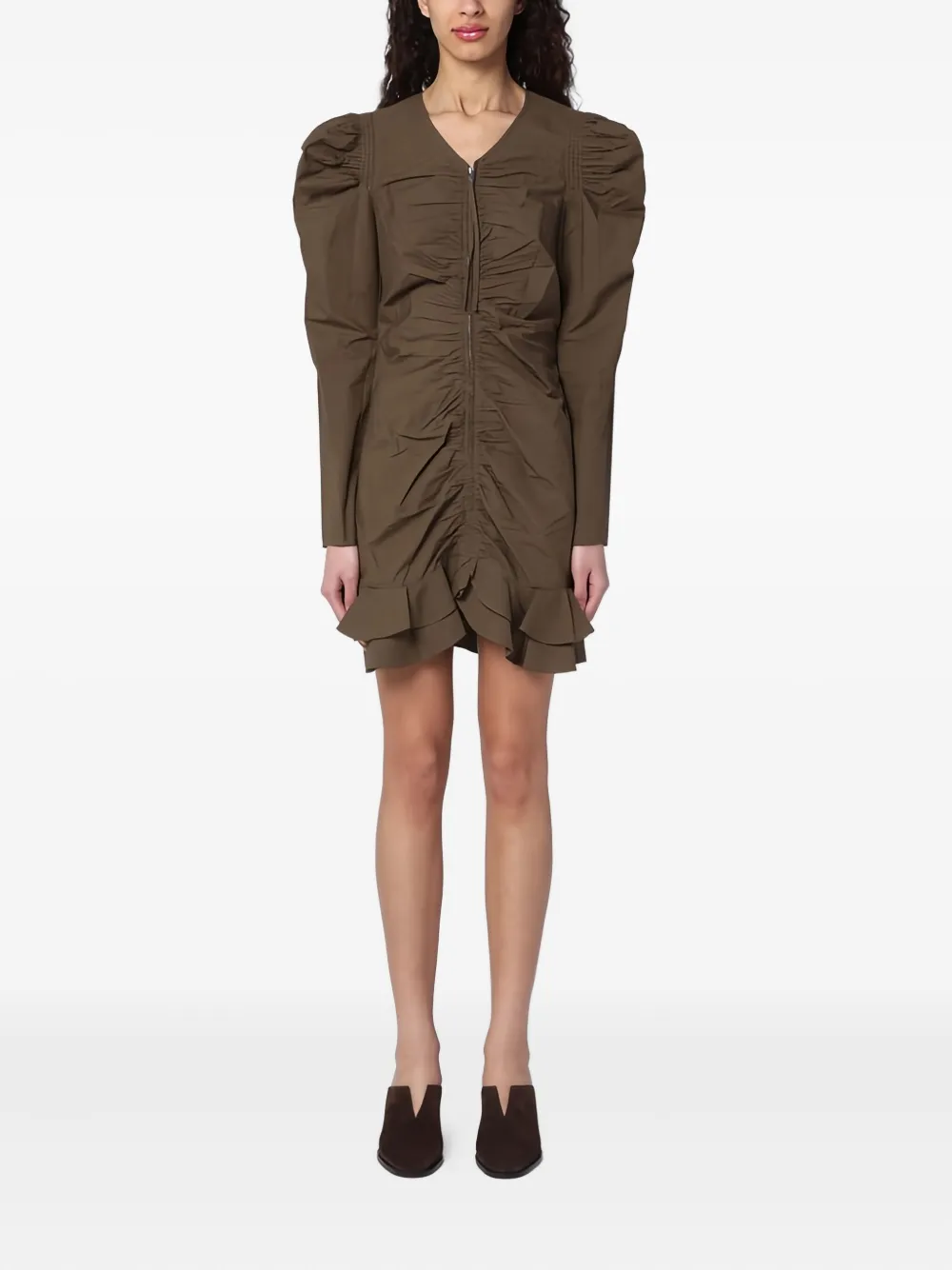 

Мини-платье Briali с оборками и молнией Marant Étoile, коричневый