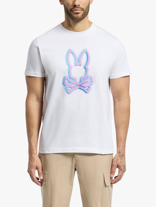 

Футболка с графическим рисунком из хлопка andros обычного кроя с коротким рукавом Psycho Bunny, белый/разноцветный