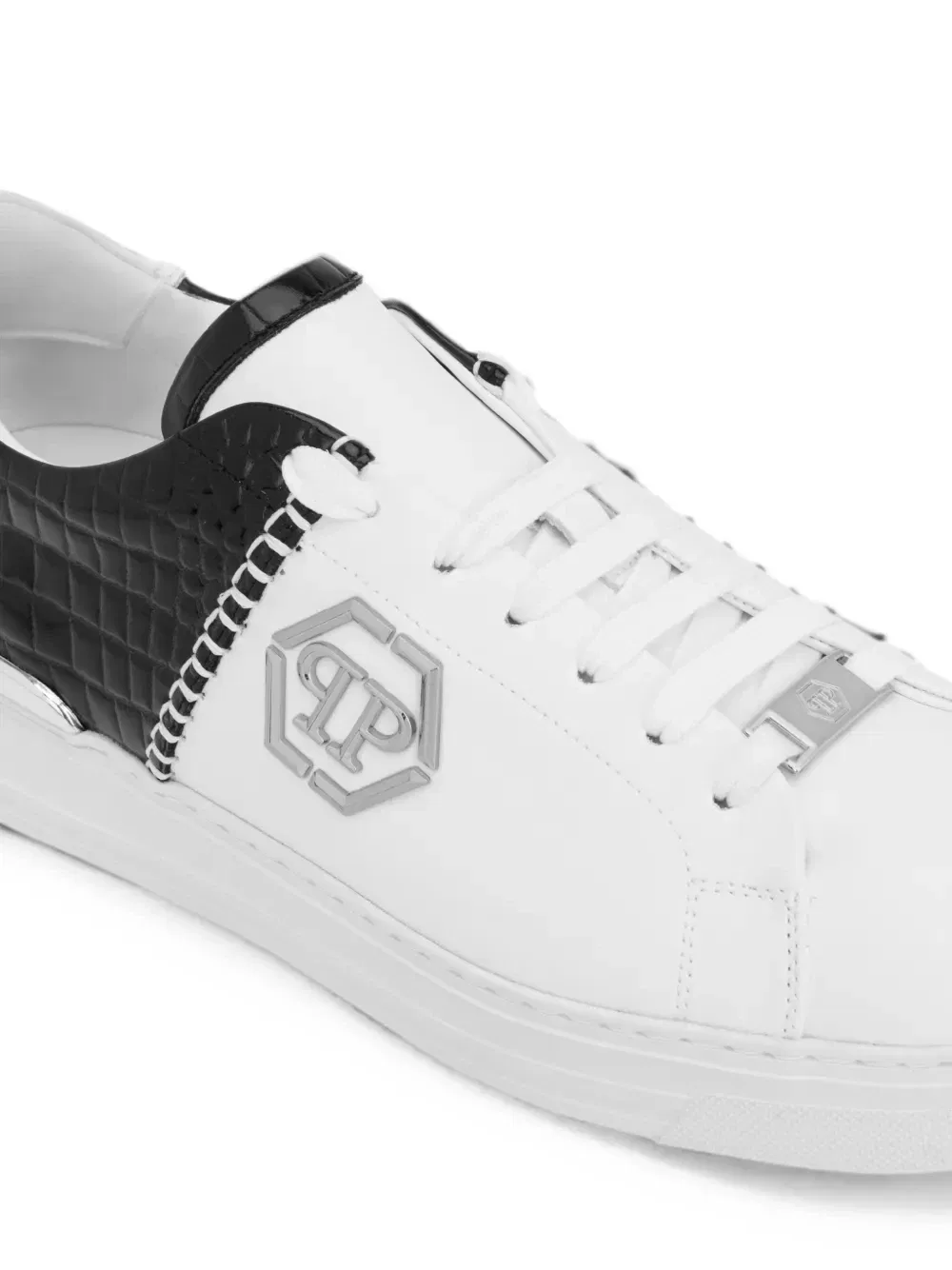 Кроссовки Icon Cocco Mix с эффектом крокодиловой кожи Philipp Plein, белый — фото 4