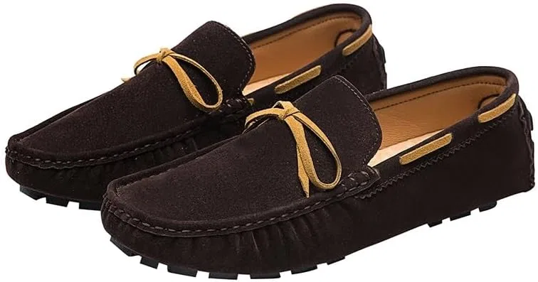 Мужские лоферы замшевые Driving Boat Shoes коричневый SayfuR — фото 4