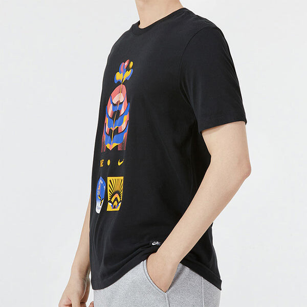 Футболка Nike Printing Pattern Round Neck Short Sleeve Black, мультиколор — фото 4