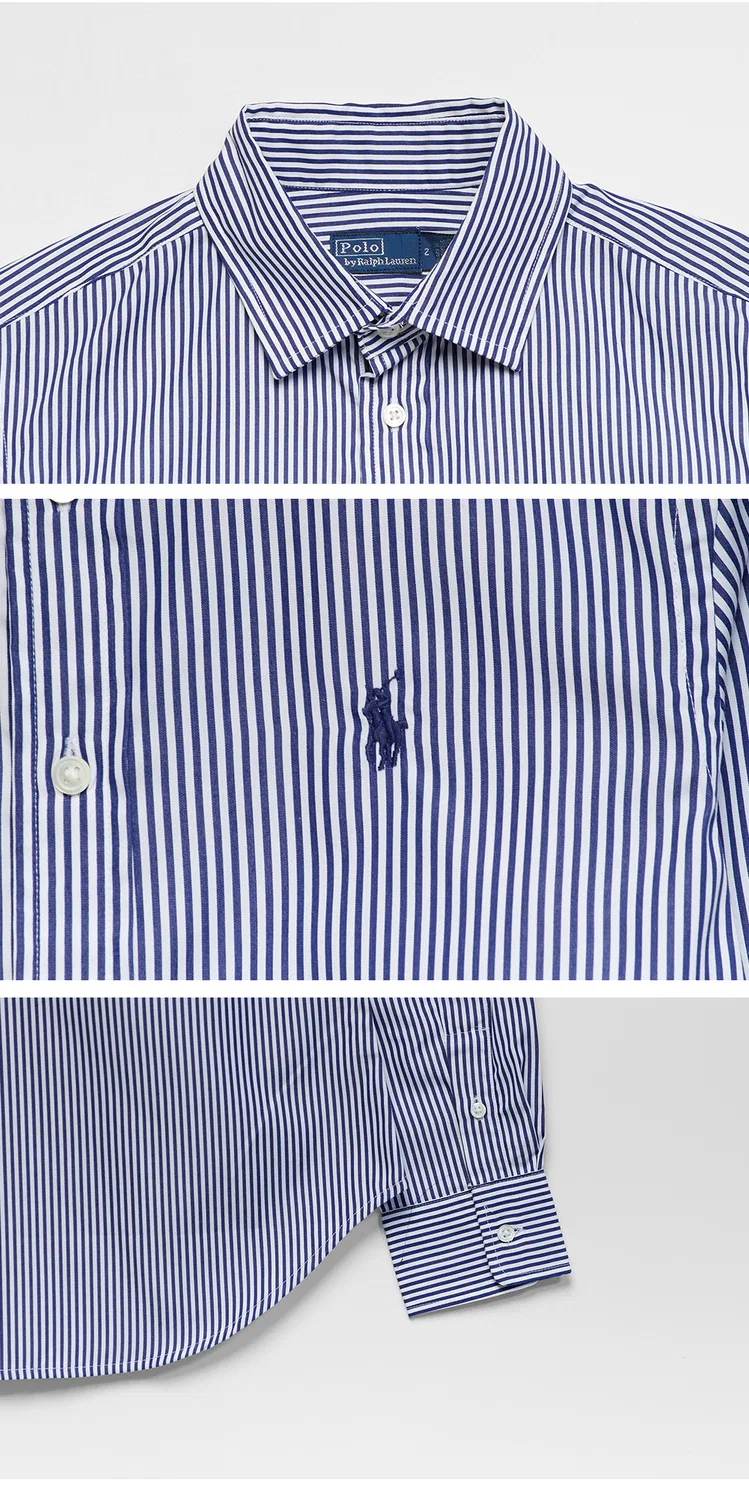 Женская хлопковая рубашка в полоску белая от Polo Ralph Lauren — фото 4