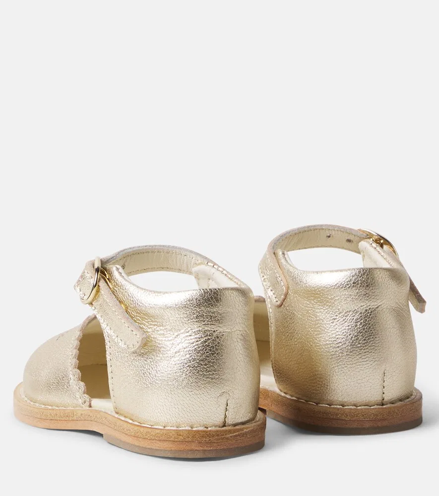 Сандалии Baby Luna из металлизированной кожи Bonpoint, золото — фото 3