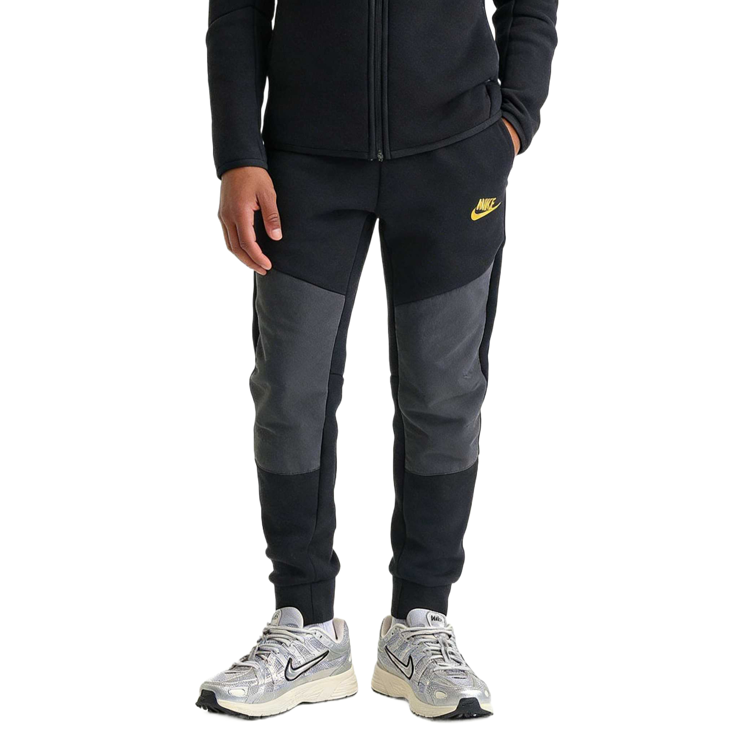 

Умеренные спортивные штаны Unisex Kids' Nike, черный/темно smoke серый/metal золотой
