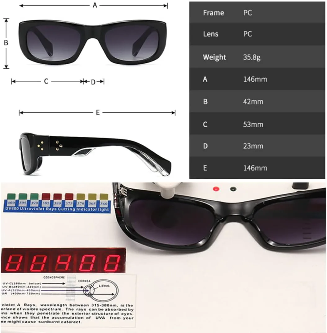 

Солнцезащитные очки в стиле панк с прямоугольными заклепками для мужчин, винтажные женские солнцезащитные очки с защитой от УФ-излучения UV400 VRTRFFTR, Brown Tea