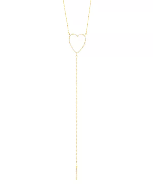

Золотая регулируемая Y-образная подвеска в форме сердца с кубическим цирконием Adornia, gold