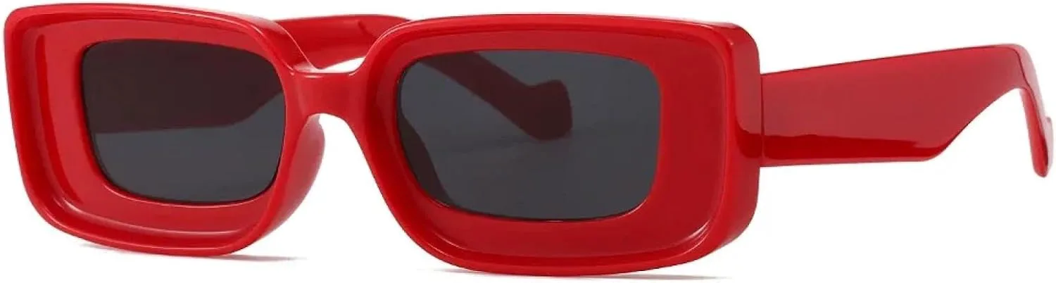 

Роскошные прямоугольные солнцезащитные очки для женщин и мужчин в винтажном стиле, популярные панк-очки с защитой от УФ-излучения UV400 TKKTLLT, Red Black