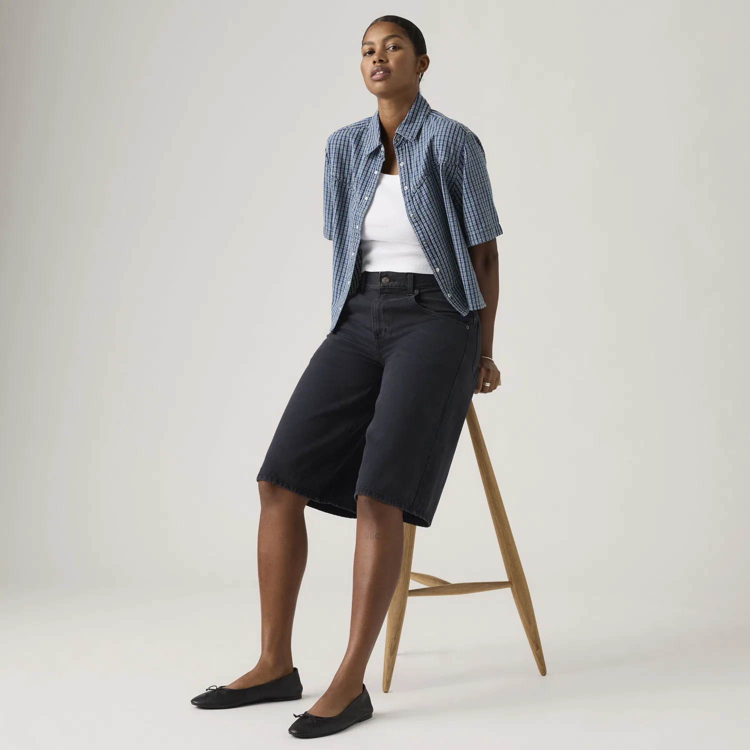 Супер свободные женские шорты Levi's, Black — фото 2