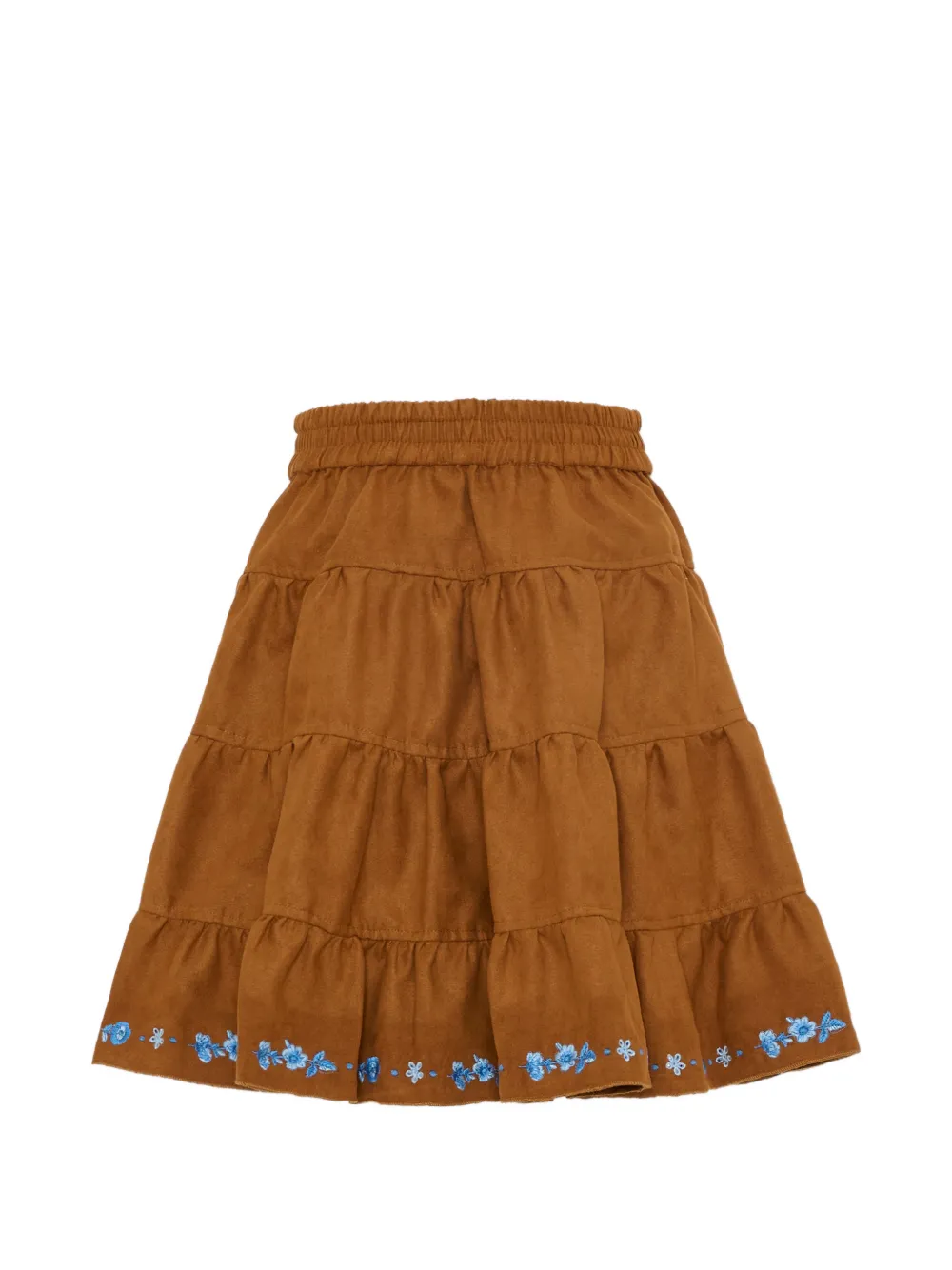 Вышитая многослойная юбка Ermanno Scervino Junior, коричневый — фото 2