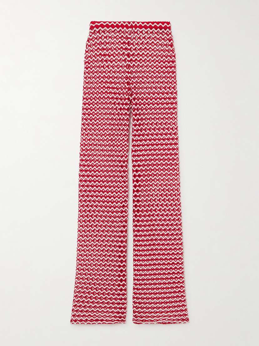 

Двухцветные вязаные крючком брюки Playa широкого кроя Sara Cristina, красный