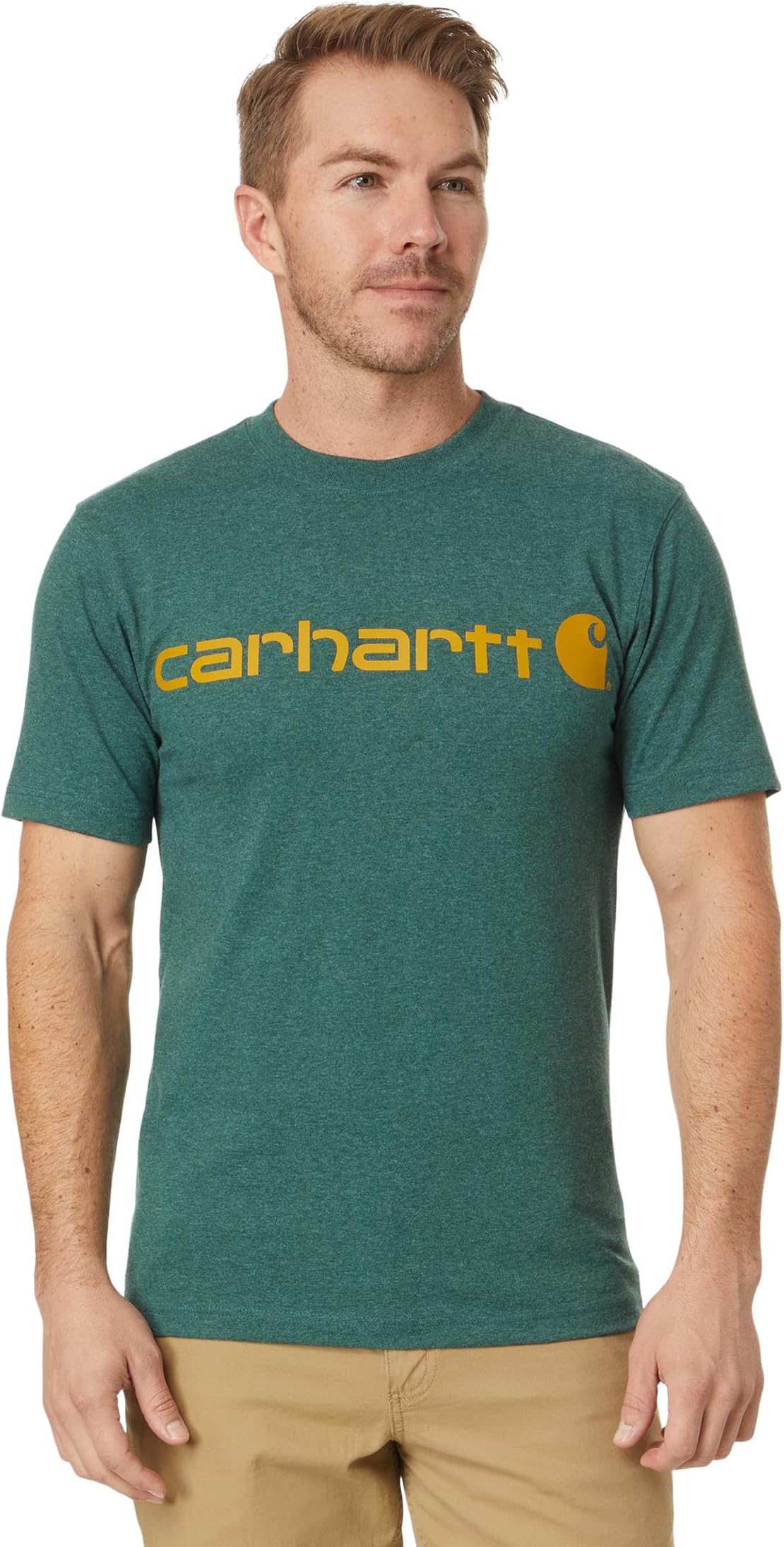 

Футболка Carhartt Loose Fit Heavyweight Short-Sleeve Logo Graphic T-Shirt, цвет Frosted Balsam Heather