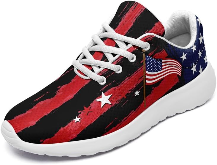 

Кроссовки для бега с американской тематикой для мужчин и женщин, стиль США, флаг США, звезды, легкие, комфортные, с амортизацией, для ходьбы Awsole, белый