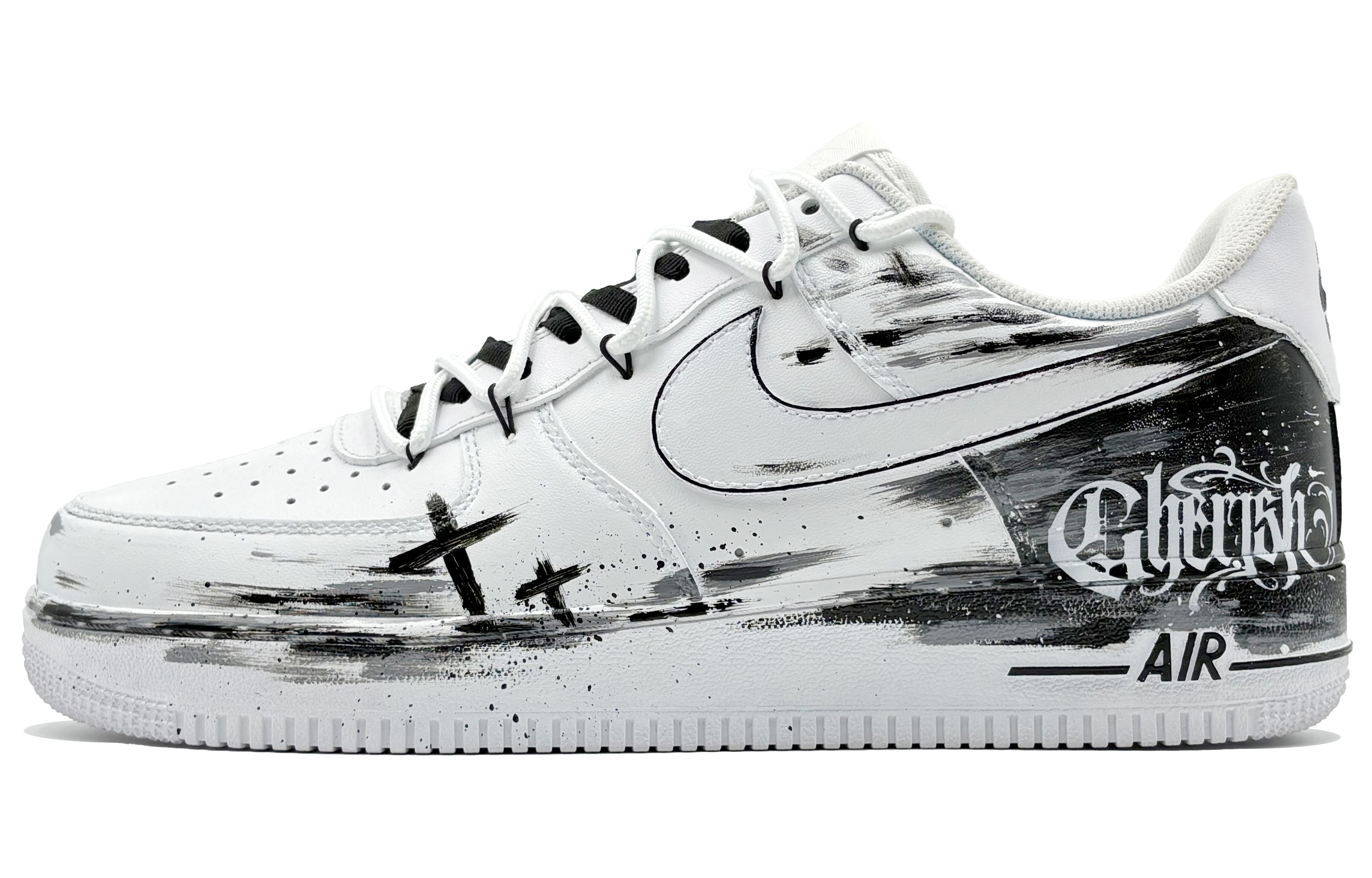

Nike Кроссовки для скейтбординга Air Force 1 He Su Space, Ink Demon, устойчивые к истиранию, низкие, мужские, черно-белые