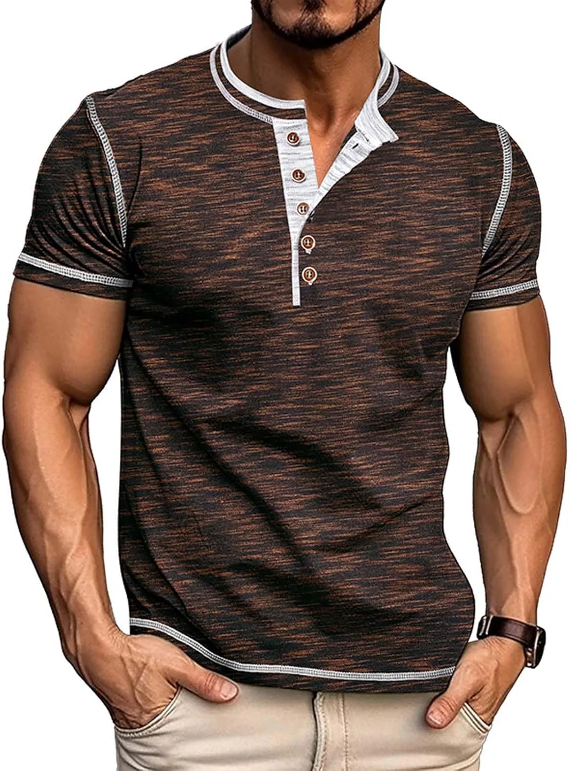 

Мужская футболка хенли с коротким рукавом LGHLMCL