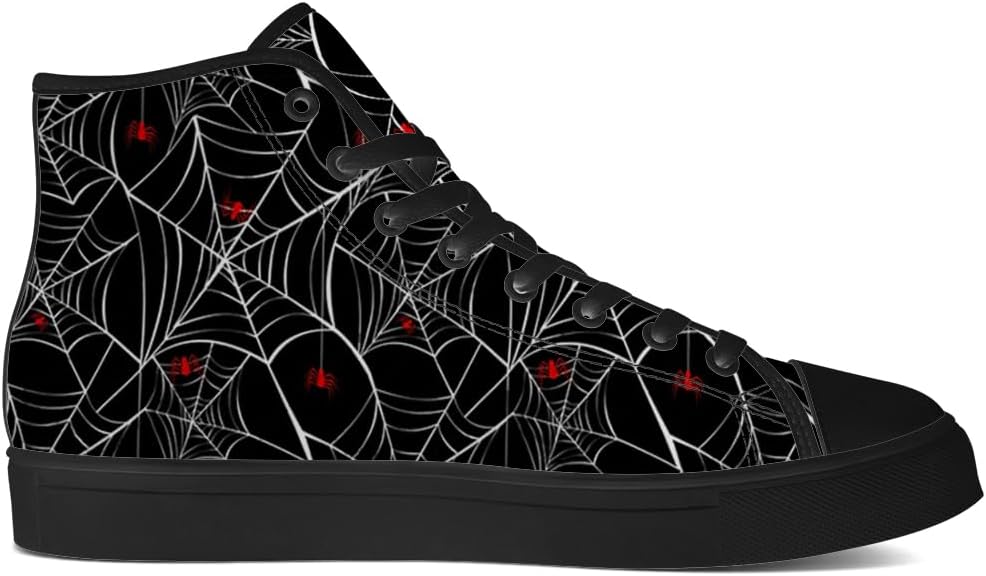 Кеды на высокой платформе chebing Spider Web из холщовой ткани для мужчин и женщин, высокие кроссовки на шнуровке, повседневная обувь, подарок для парня или девушки, красный — фото 4