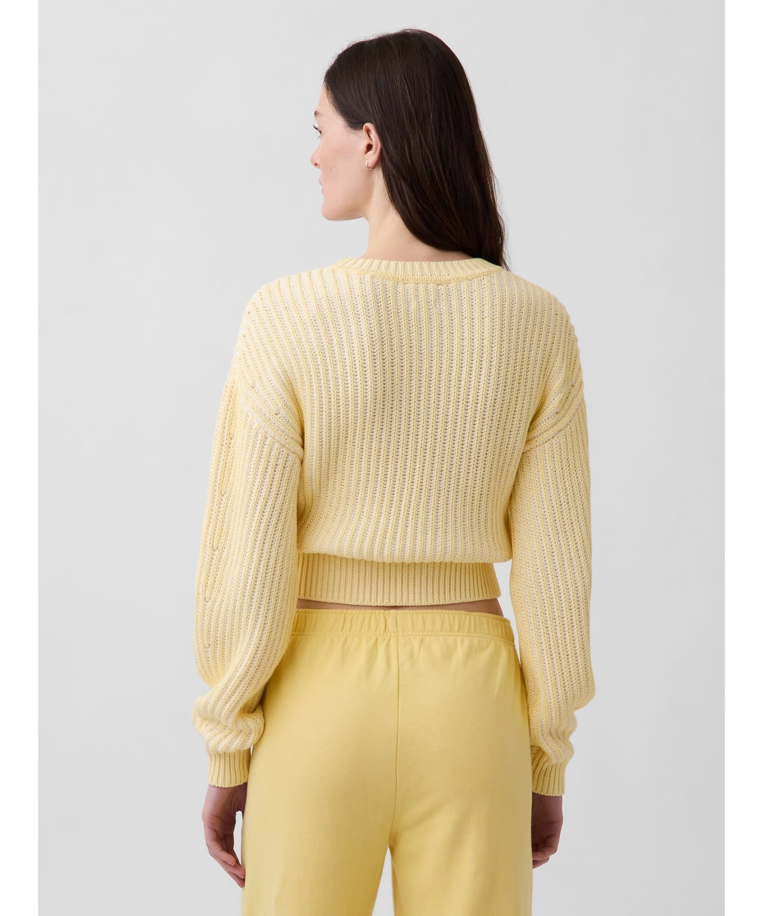 (W) Укороченный свитер с рукавами-«бочками» из 100% хлопка GAP, MAIZE — фото 2