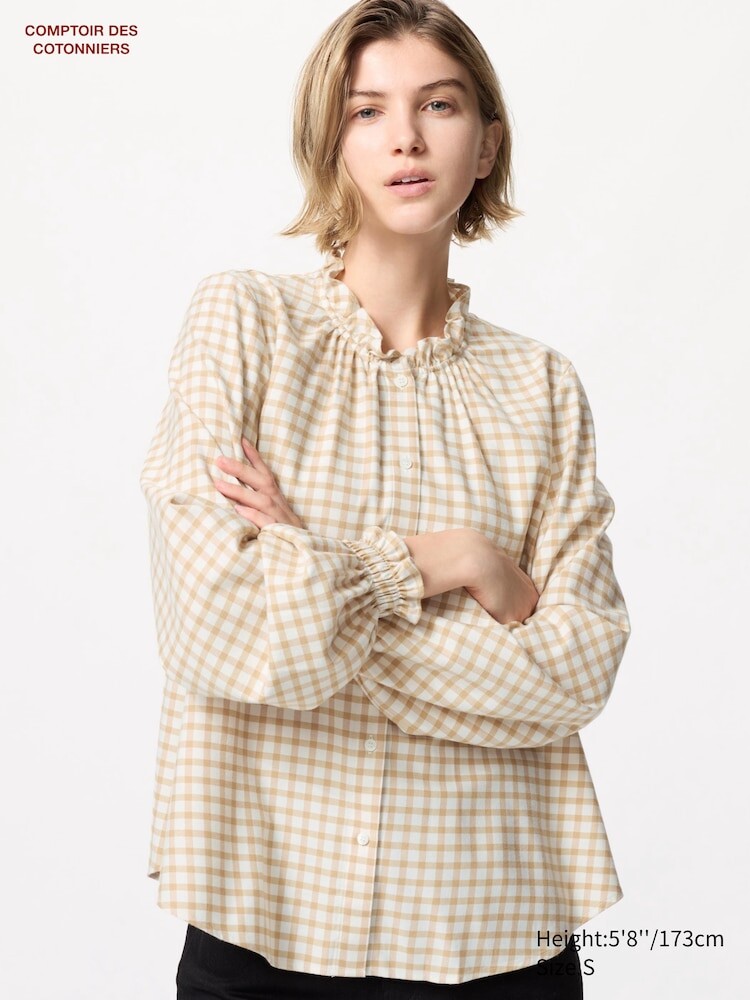 

Рубашка из фланели Uniqlo, цвет 31 бежевый