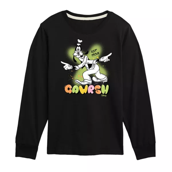 

Футболка с длинным рукавом для мальчиков 8-20 с принтом Goofy "Gawrsh" из коллекции Mickey Mouse & Friends Disney, черный