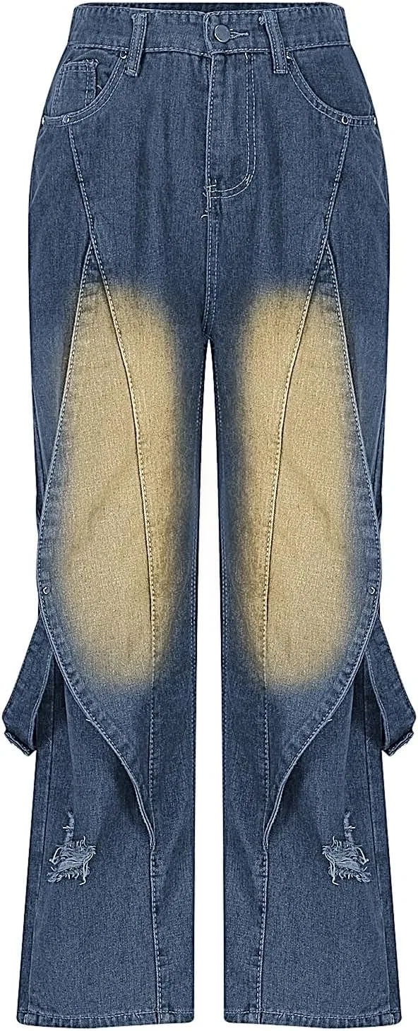 Джинсы свободные, cargo, Straight Leg Trouser, синие — фото 3