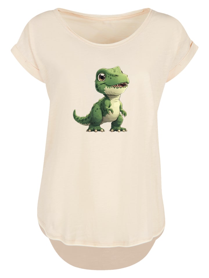 

Удлиненная футболка с милым зеленым динозавром в цвете Белый песок F4NT4STIC, Зеленый, Удлиненная футболка с милым зеленым динозавром в цвете Белый песок F4NT4STIC