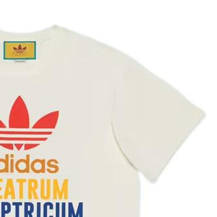 Футболка женская Adidas x Gucci, коллаборация GUCCI X ADIDAS, бежевый — фото 4