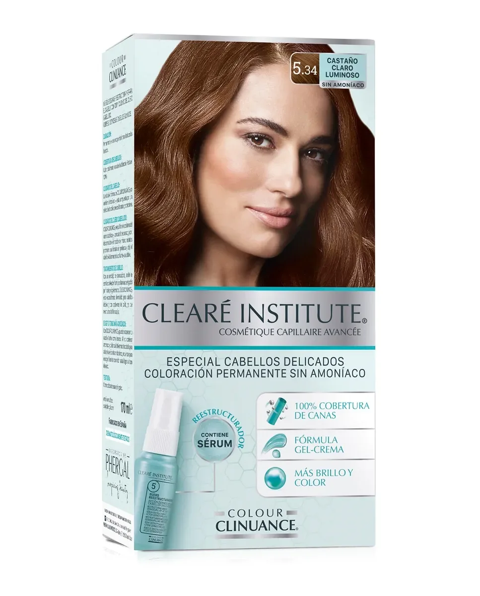 Постоянное окрашивание Colour Clinuance для нежных волос Clearé Institute, 5.34 Castaño Claro Luminoso