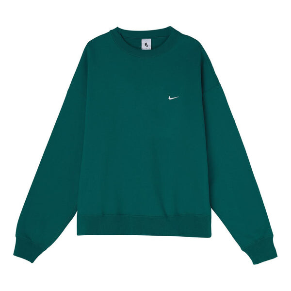 

Толстовка Men's Nike Lab Fleece Crew Solid Color Plush Stay Warm Sports Round Neck Pullover Green, мультиколор