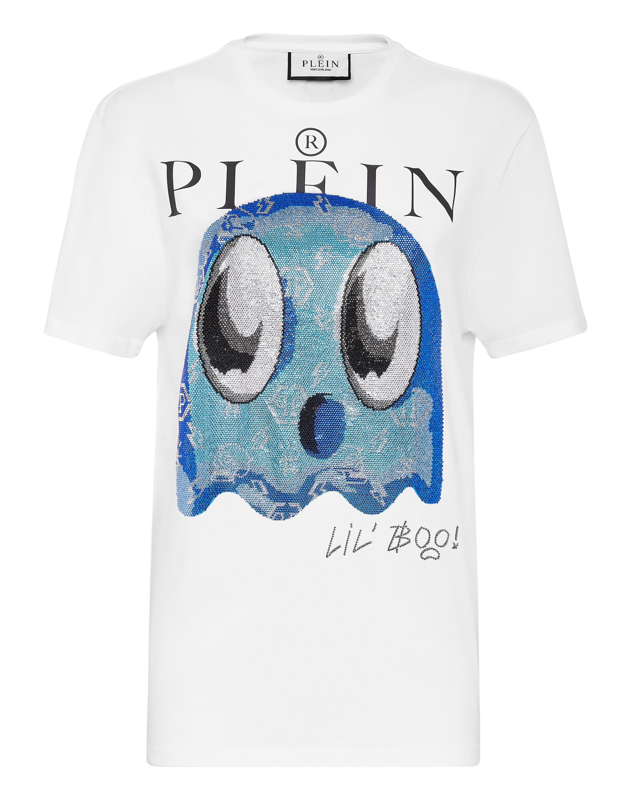 

Футболка с круглым вырезом SS Man Fit Monsters со стразами PHILIPP PLEIN, белый