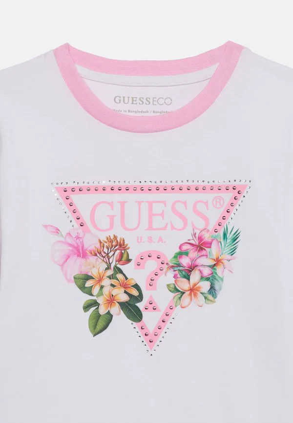 Укороченная футболка с принтом для подростков Guess, Pure White — фото 4
