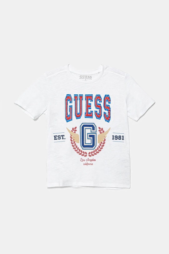 

Детская хлопковая футболка Guess, белый