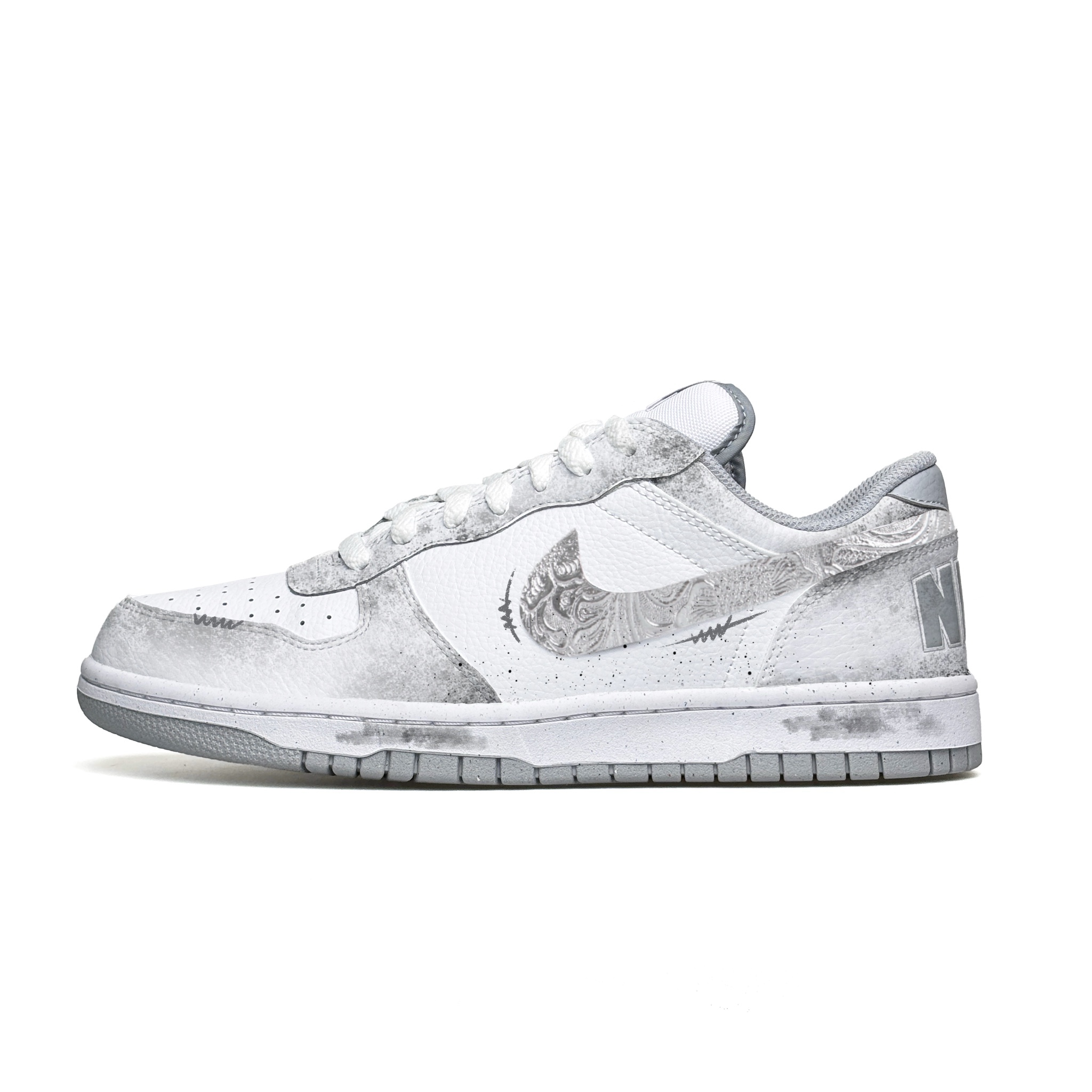 Nike Big WAO Устойчивые к истиранию Увеличивающие рост Низкие кроссовки для скейтбординга Мужские Бело-серые — фото 3