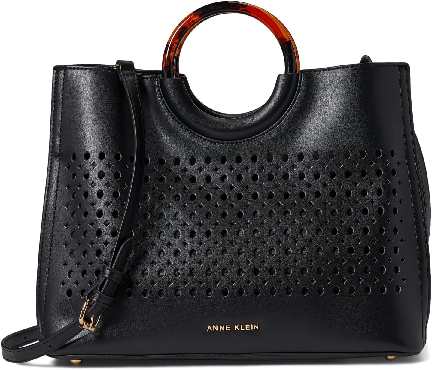 

Сумка Anne Klein Perf Round Handle Satchel, цвет Black/Natural