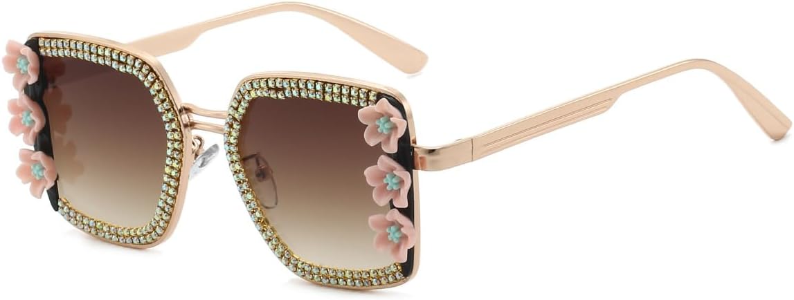 

Поляризованные солнцезащитные очки для женщин и мужчин. Модные классические поляризованные солнцезащитные очки 2025 года с защитой от УФ-излучения для вождения, рыбалки и гольфа Generic, Gold Frame Brown Lens / Pink Flowers