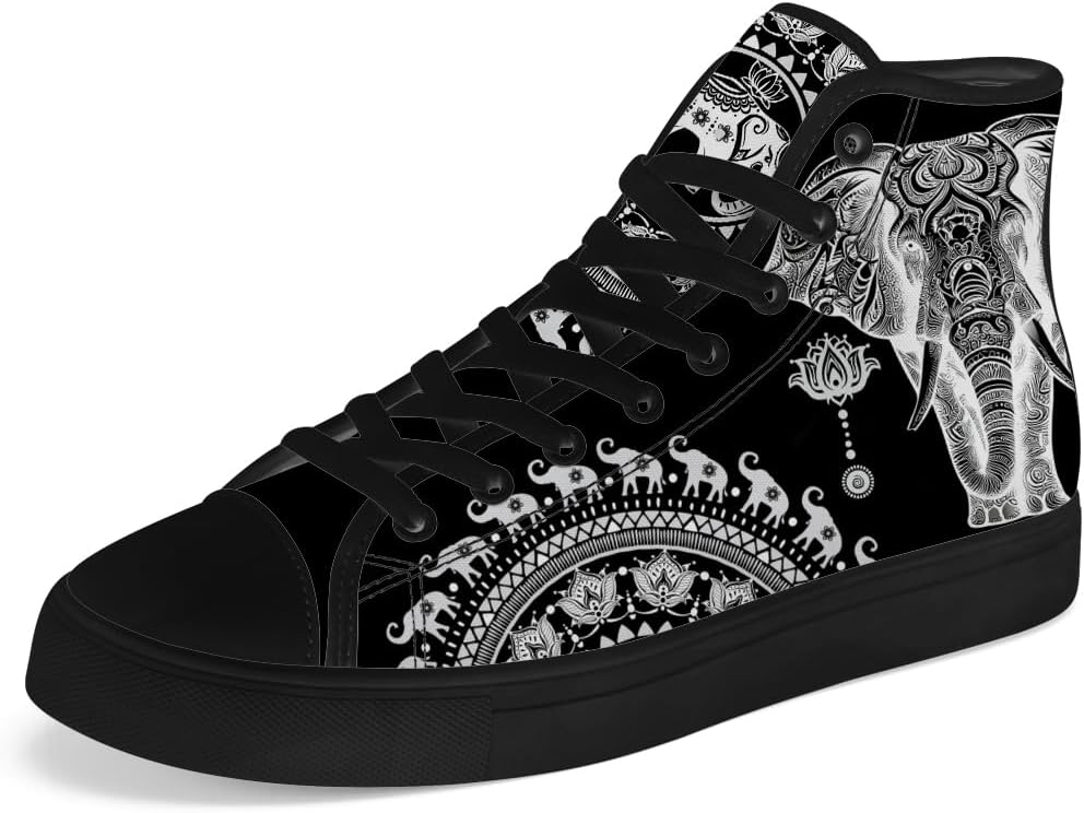 

Мужские и женские высокие кеды на шнуровке Chebing с принтом мандалы на холщовой основе, белый