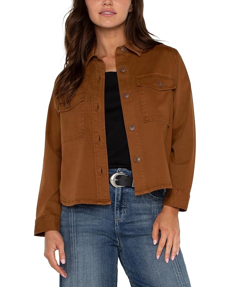 

Куртка Liverpool Los Angeles Cropped Shirt Jacket Soft Touch Twill, цвет Jasper Brown