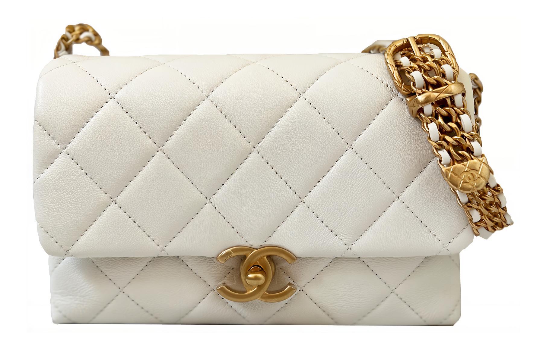 

CHANEL Сумка через плечо из телячьей кожи, мини, женская, белая