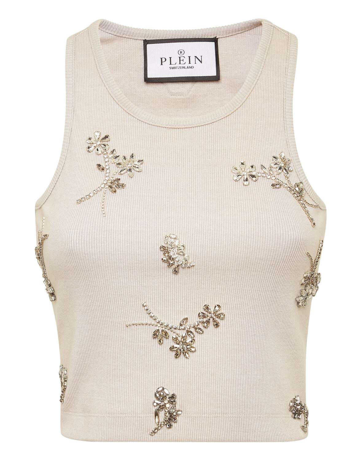 

Майка из трикотажной ткани с цветочным рисунком PHILIPP PLEIN, светло-серый