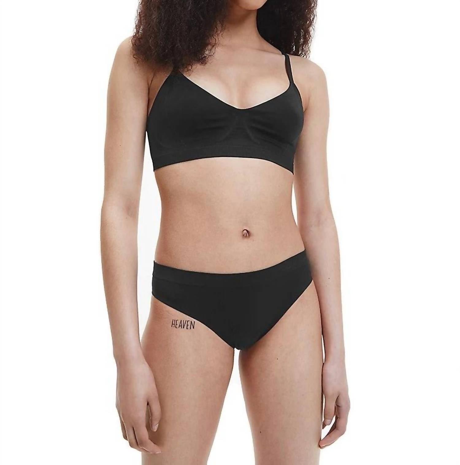 

Бюстгальтер-бралетт Bonded Flex Lightly Linen черного цвета Calvin Klein