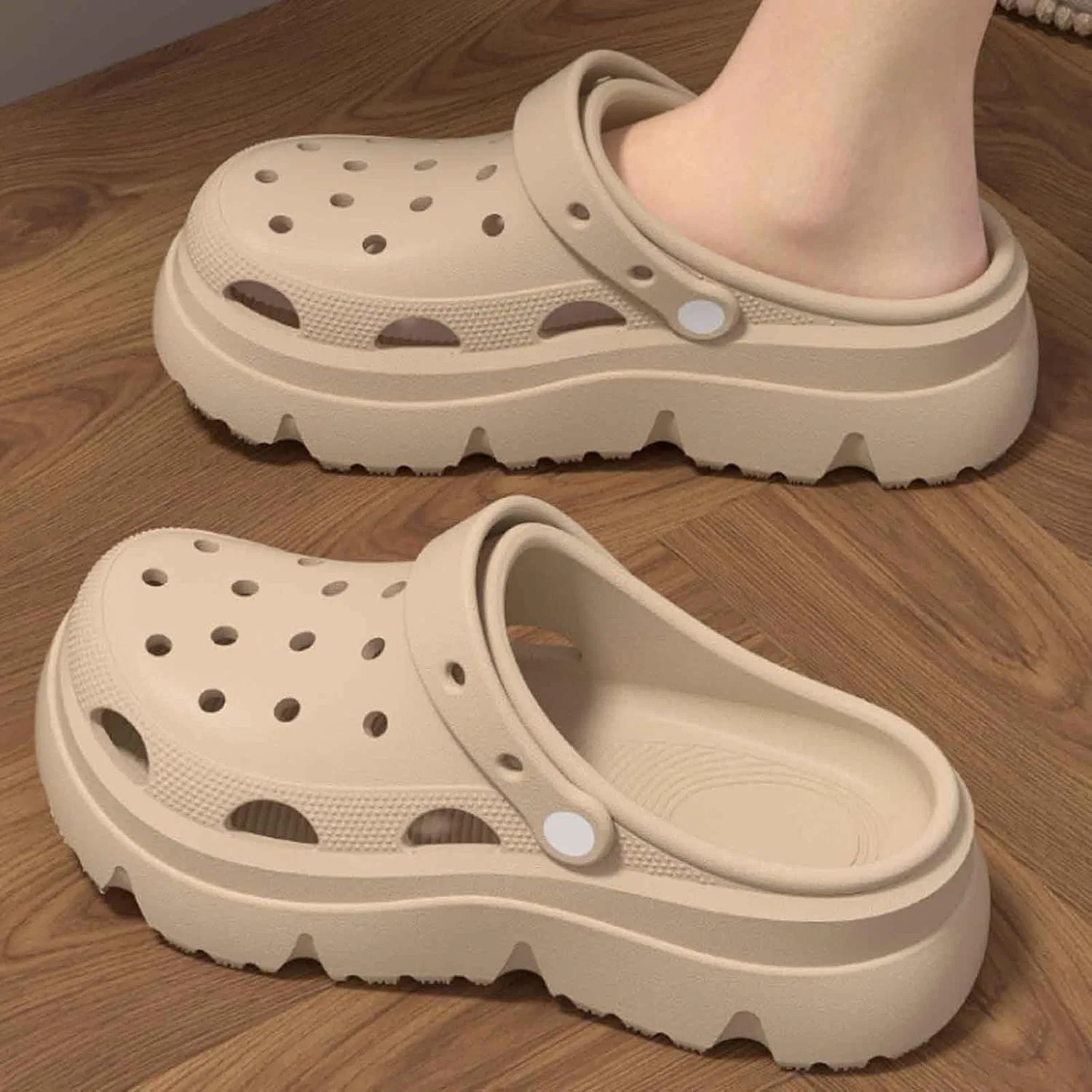 Сабо Herren Damen Garten Hausschuhe Gartenschuhe Leicht Pantoletten Sommer Gartenclogs Strand Schuhe Unisex Weiche Küchenschuhe mit Rutschfester Sohle Sandalen Badelatschen Hsternexy, B56 Khaki — фото 4