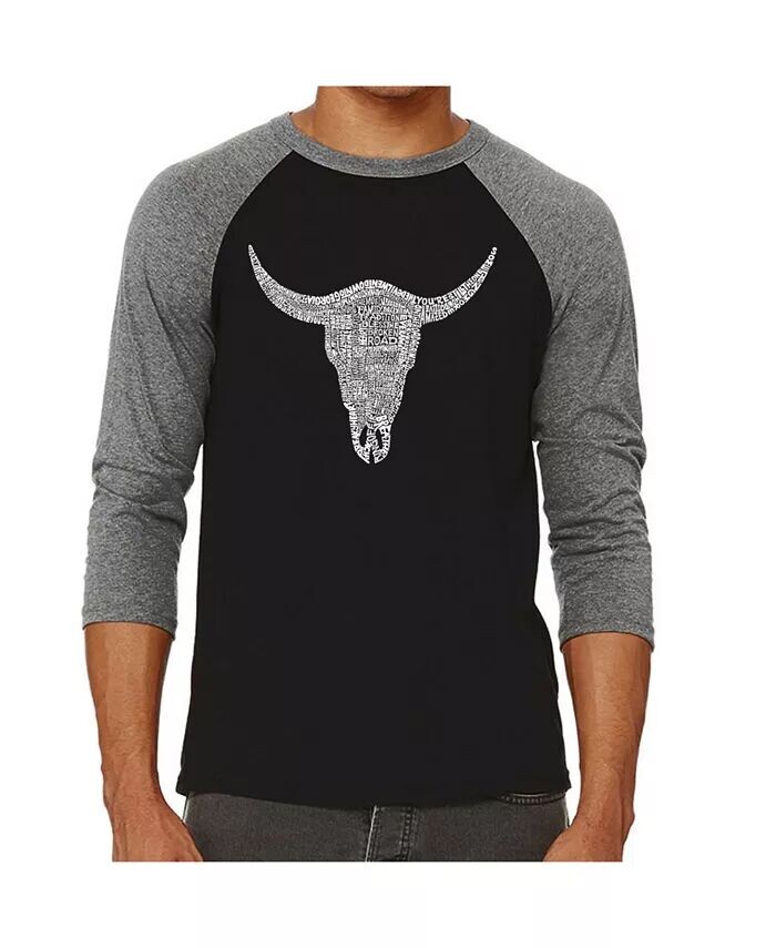 

Футболка мужская реглан с надписью «Country Music Cow Skull» LA Pop Art, серый