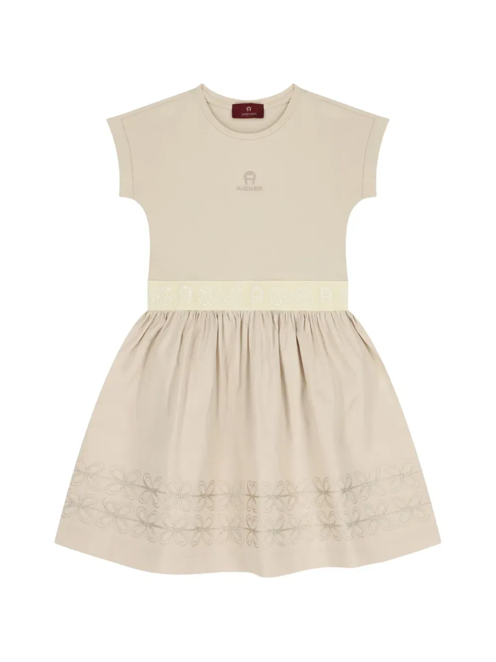 Платье с цветочной вышивкой Aigner Kids, нейтральный