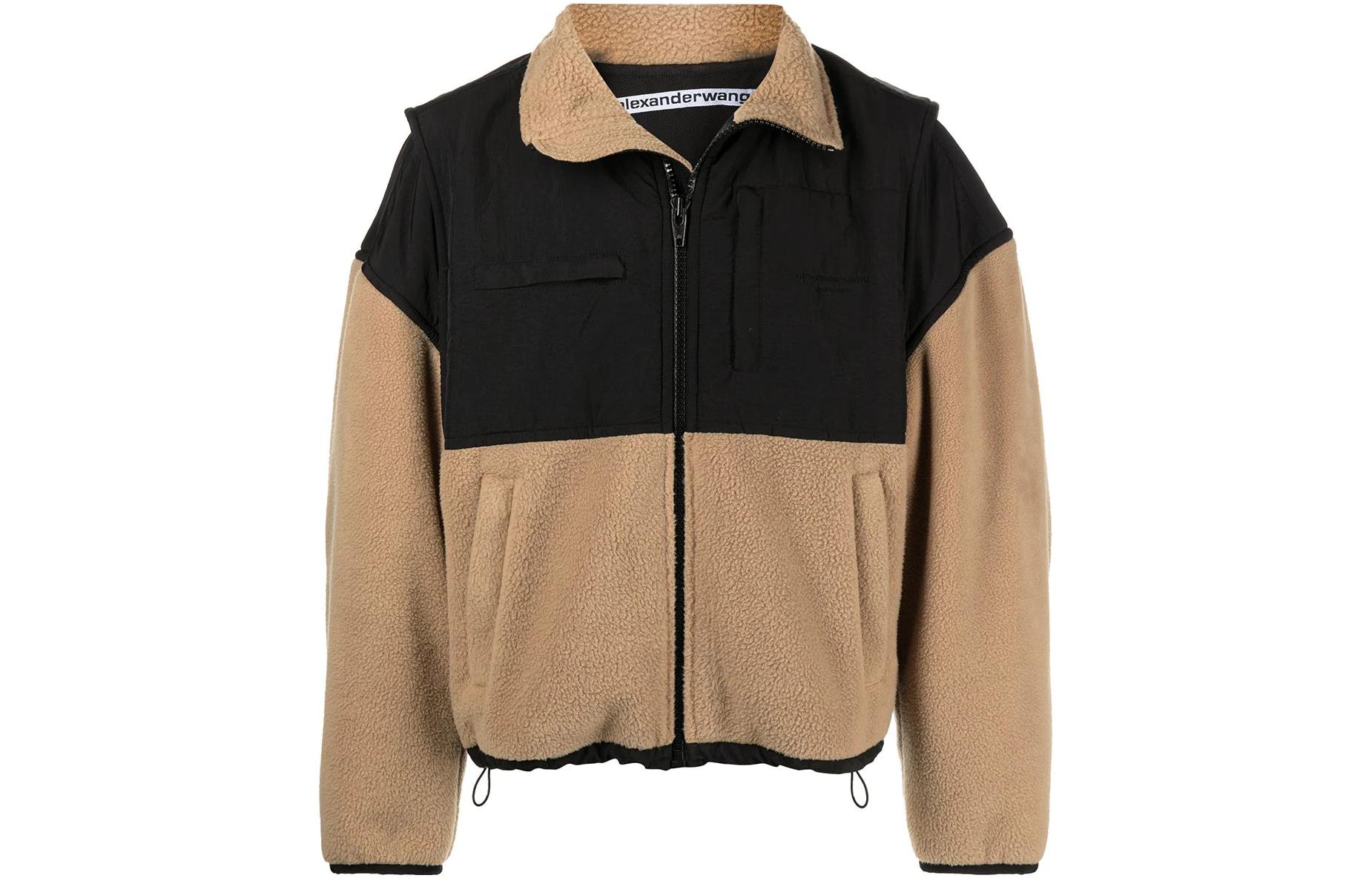 

Alexander Wang Панельная флисовая куртка на молнии, Camel Brown