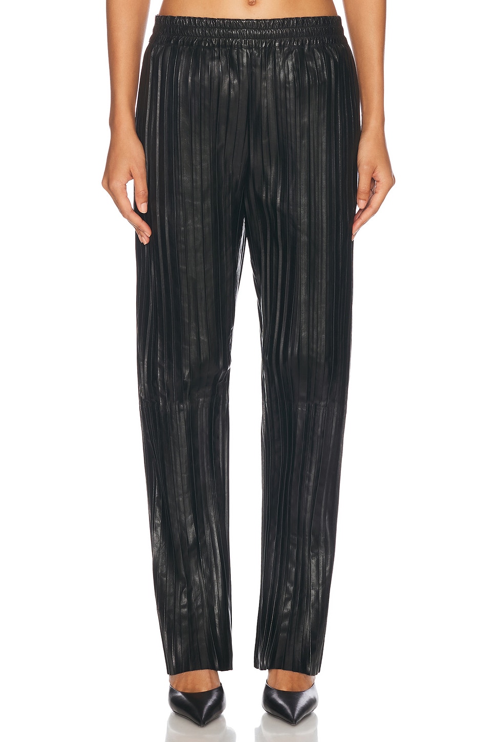 

Плиссированные кожаные брюки Helmut Lang, Black