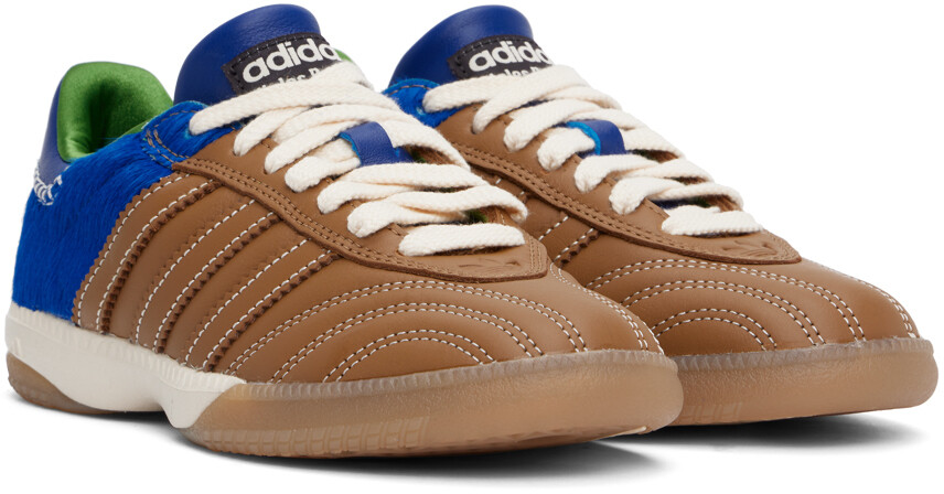Коричневые и синие кроссовки Adidas Originals Edition Pony Samba Millennium Wales Bonner, Desert/Blue — фото 4