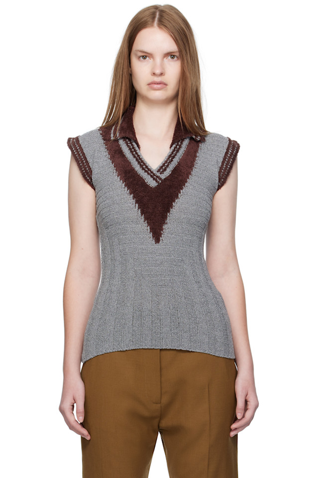 

Kiko Kostadinov Поло без рукавов Quimby серо-коричневого цвета