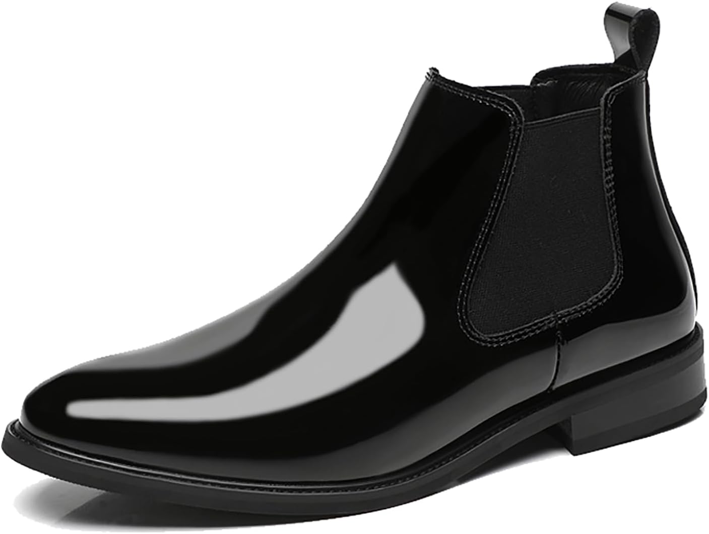 

Мужские лакированные ботинки челси, осенне-зимняя модель с меховой подкладкой, классический ретро-стиль, удобные, на низком массивном каблуке, деловые, классические, ботильоны Boegbnw, черный